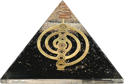 Black Tourmaline Orgone Pyramid – Lotus Flower of Life Energy Generator for Protection & Healing