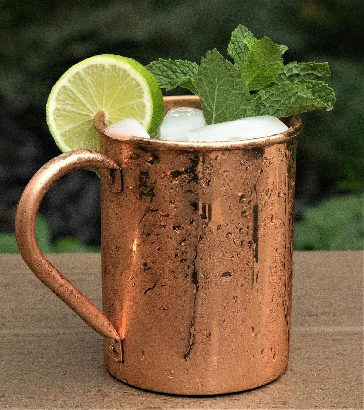 PURE Copper Mug RAW Copper Interior Ideal for Ayurvedic Health Benefits and Moscow Mules - Straight Smooth Finish - Authentic and Strong Riveited Handle - Holds 16Oz