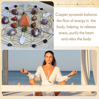 Solid Copper Giza Pyramid 🔺 Purple Gold Energy Amplifier (1.25”)