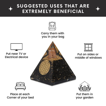 Black Tourmaline Orgonite Pyramid & Pendant Set – Energy Cleansing & Protection