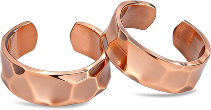 Pure Copper Tibetan-Style Rings — Set of 2