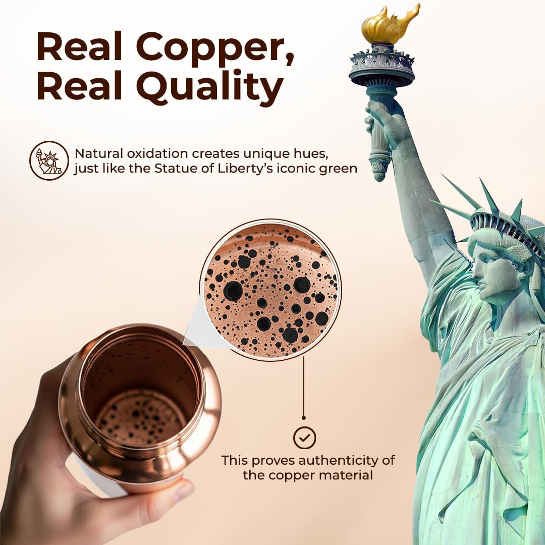 Hammered Copper Water Bottle — 1L