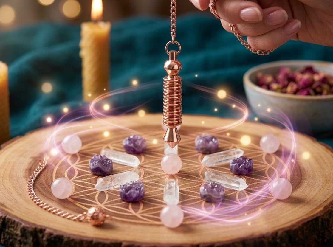 Copper 16-Ring Cone Pendulum — Dowsing & Meditation
