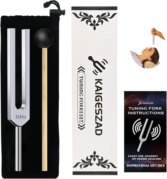 528 Hz Healing Tuning Fork Set with Reflex Hammer