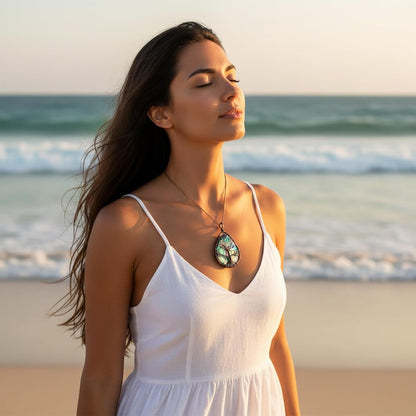 Abalone Tree of Life Necklace — Copper Wire Wrap