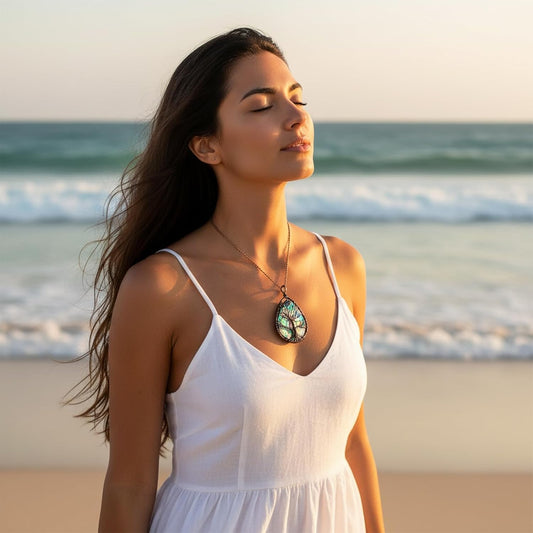 Abalone Tree of Life Necklace — Copper Wire Wrap