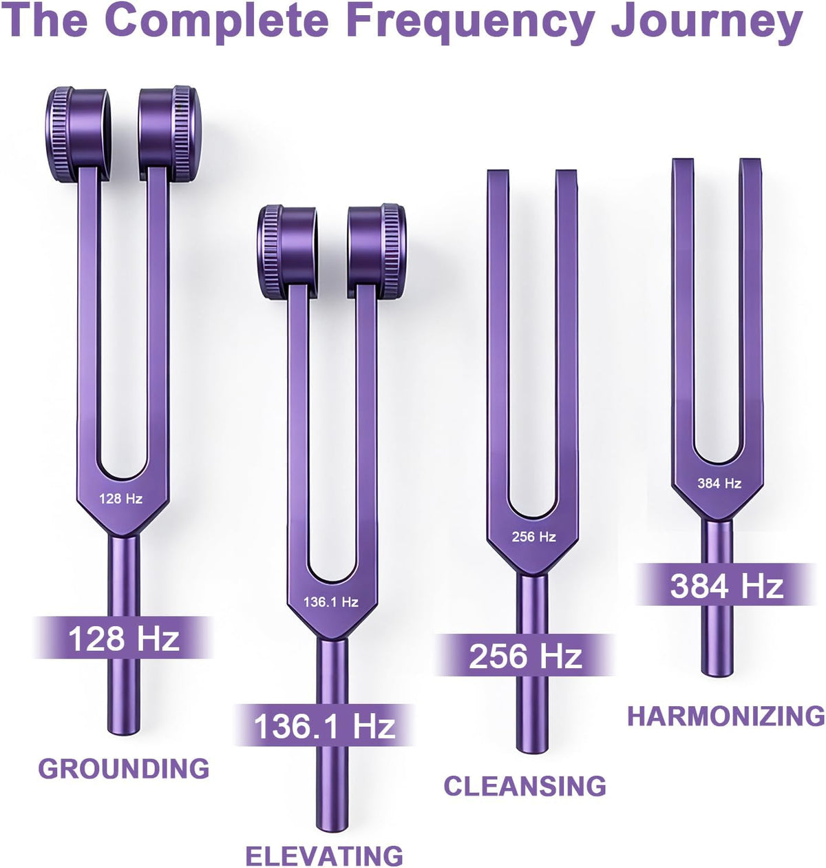 Purple Tuning Fork Set — Violet Resonance | 4 Frequencies