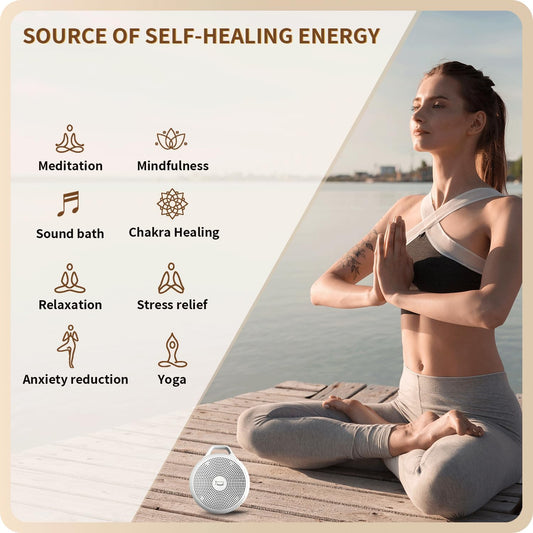 Portable Tibetan Singing Bowl Machine — 10 Authentic Healing Sounds with Light & Timer