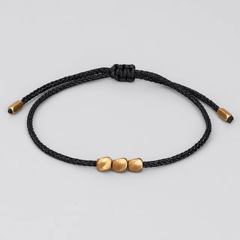 Tibetan Buddhist Creative Irregular Copper Beads Red Black Rope Pulling Bracelet for Women Men Handmade Knots Thread Bracelets