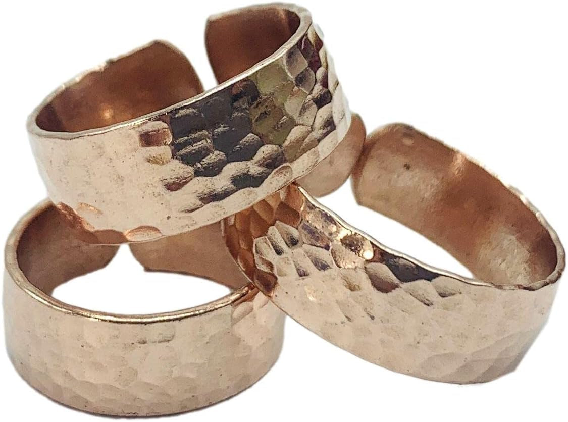 Copper Ring Set — Earthen Bloom | 3 Carved Rings