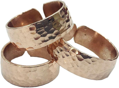 Copper Ring Set — Earthen Bloom | 3 Carved Rings