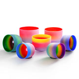 7-Piece Chakra Singing Bowl Set – Rainbow Frosted Quartz (7"-12"), 432Hz/440Hz + Free Bag