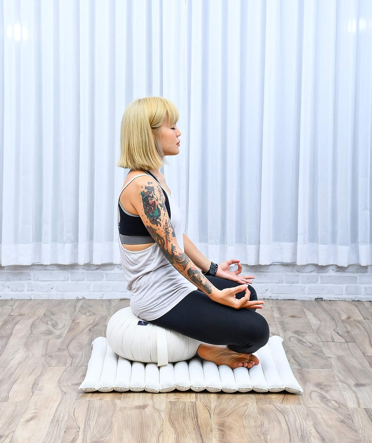 Meditation Cushion Set — Zafu & Roll-Up Zabuton with Kapok Fill
