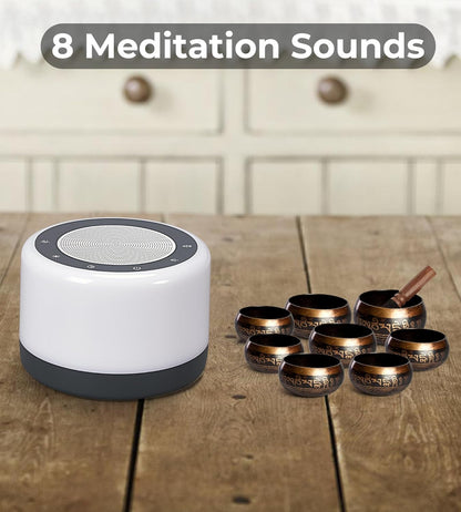 Tibetan Meditation Singing Bowls Machine — 8 Authentic Sounds with Light & Timer
