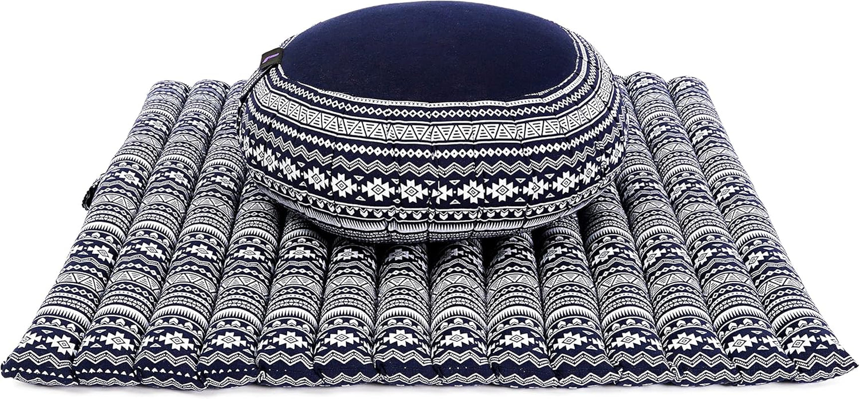 Meditation Cushion Set — Zafu & Roll-Up Zabuton with Kapok Fill