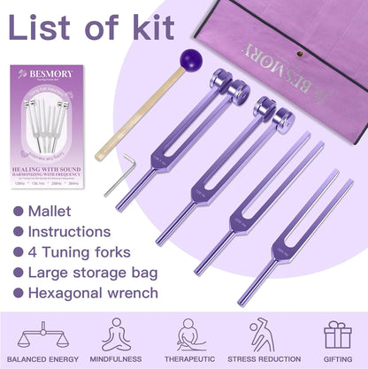 Purple Tuning Fork Set — Violet Resonance | 4 Frequencies
