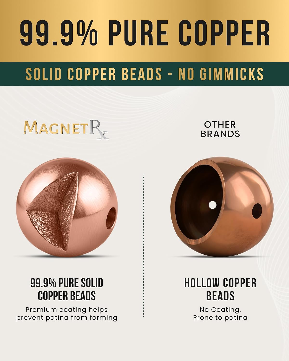 Magnetic Hematite & Solid Copper Bracelet — 8 mm