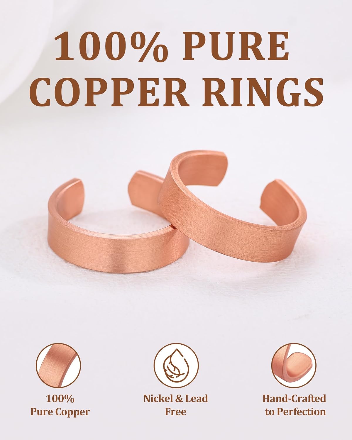 Pure Copper Tibetan-Style Rings — Set of 2