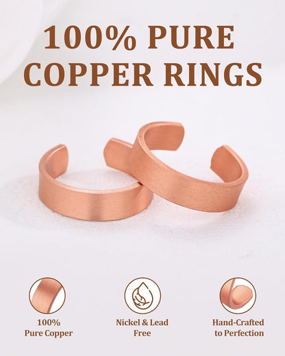 Pure Copper Tibetan-Style Rings — Set of 2
