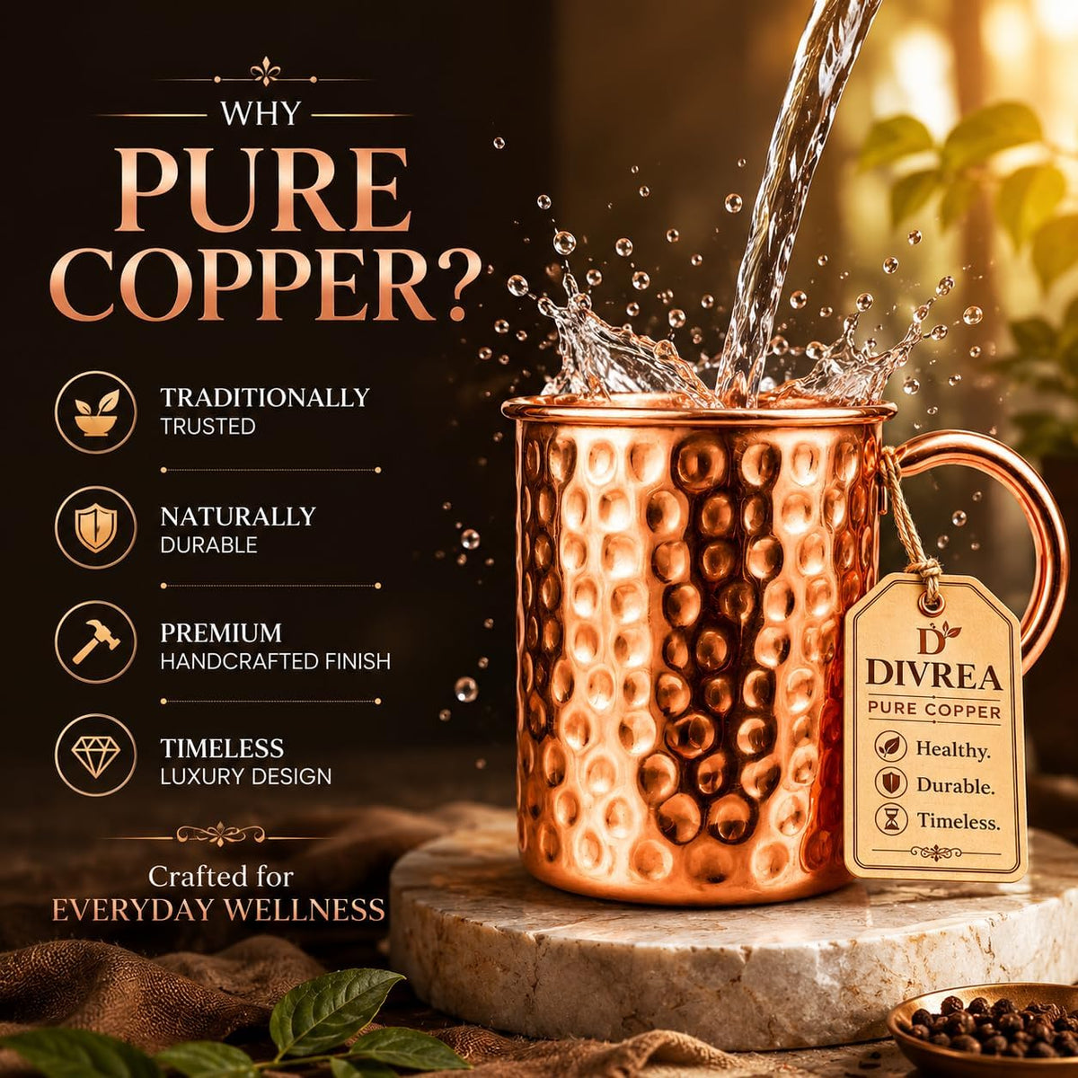 Pure Copper Moscow Mule Mug — 14 oz Handcrafted Hammered Cup
