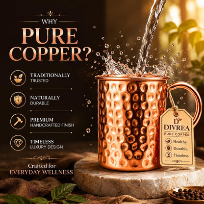 Pure Copper Moscow Mule Mug — 14 oz Handcrafted Hammered Cup