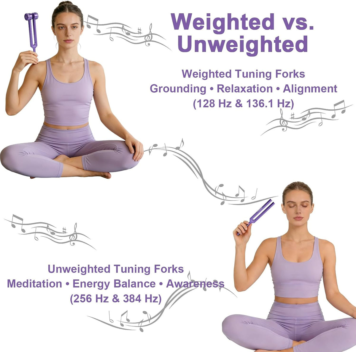 Purple Tuning Fork Set — Violet Resonance | 4 Frequencies