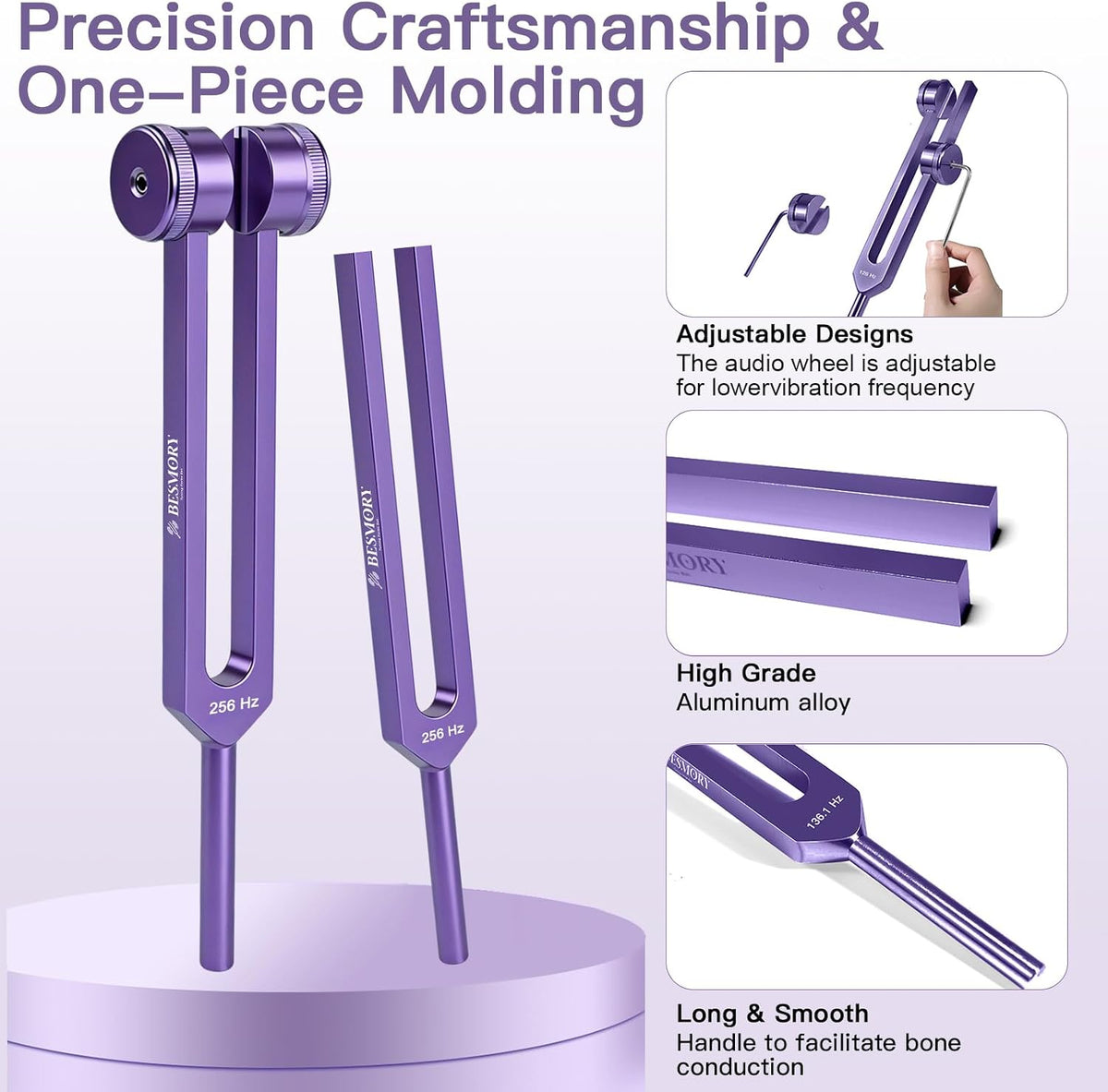 Purple Tuning Fork Set — Violet Resonance | 4 Frequencies