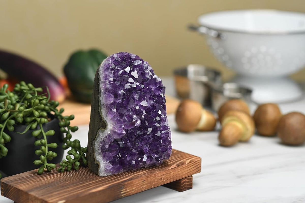 Natural Uruguayan Amethyst Cluster — With Selenite Wand