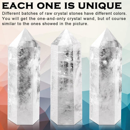 Large Clear Quartz Healing Crystal Wand – 4" Obelisk Tower