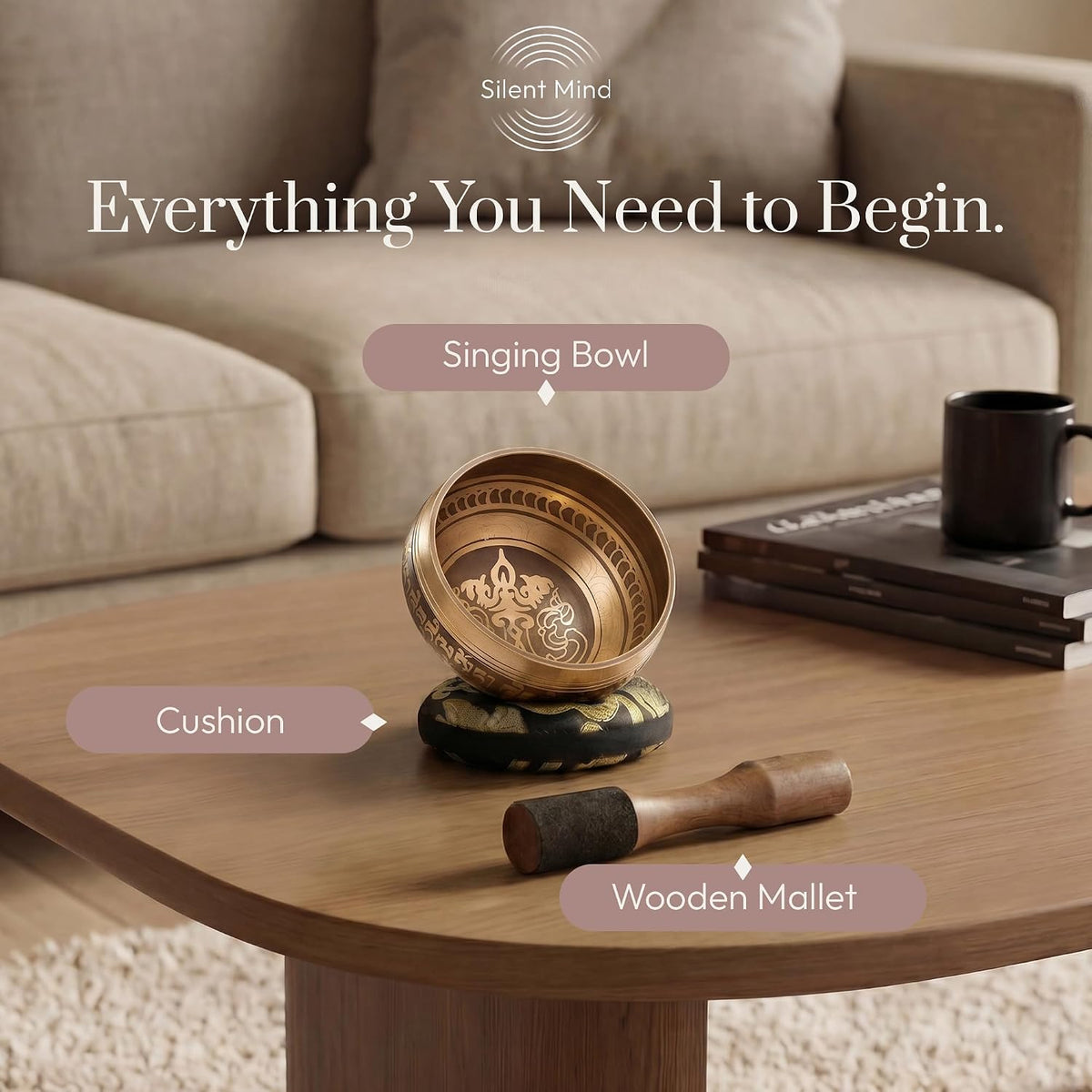 Tibetan Singing Bowl — Golden Stillness | Gold