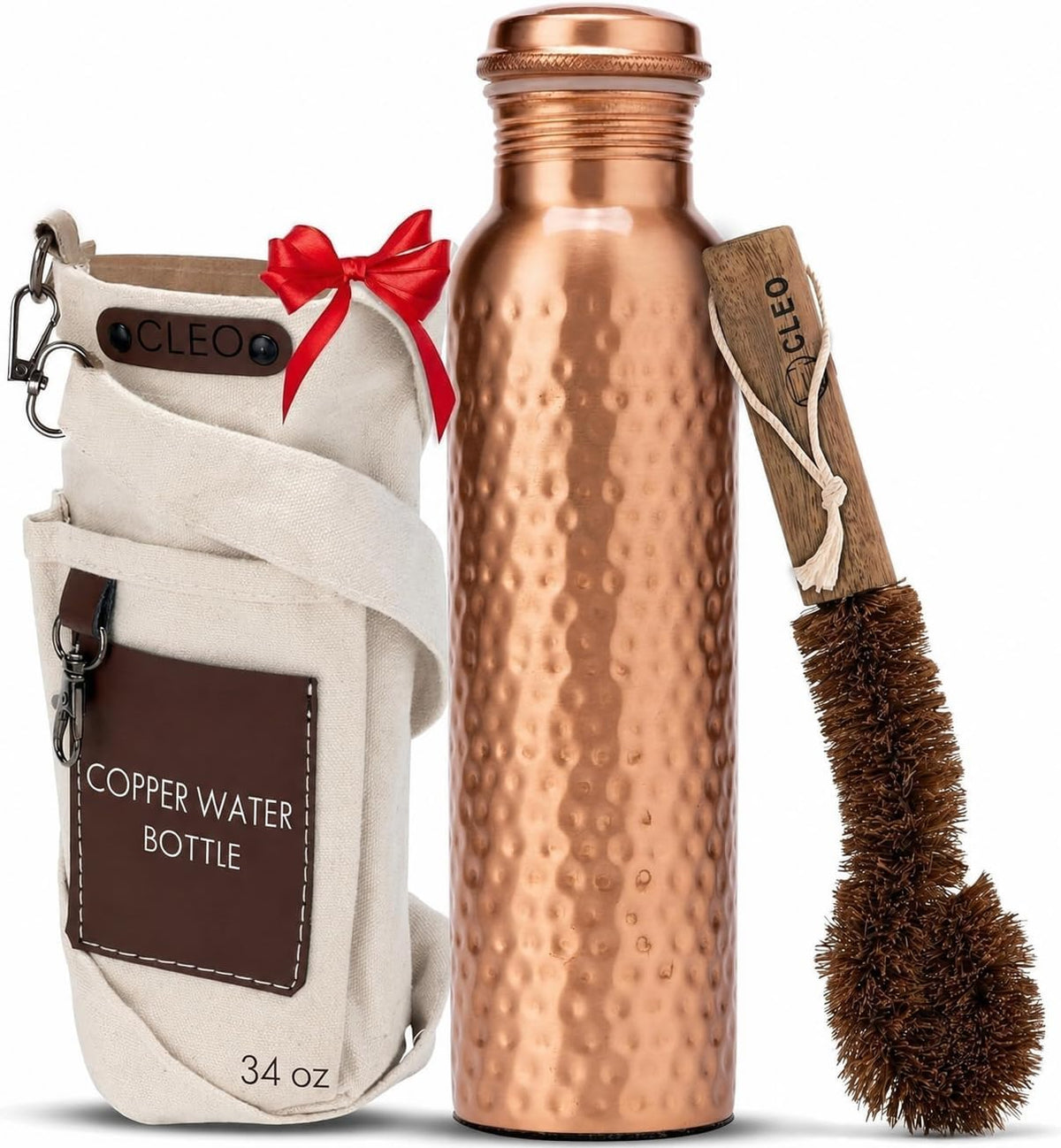 Hammered Copper Water Bottle — 1L