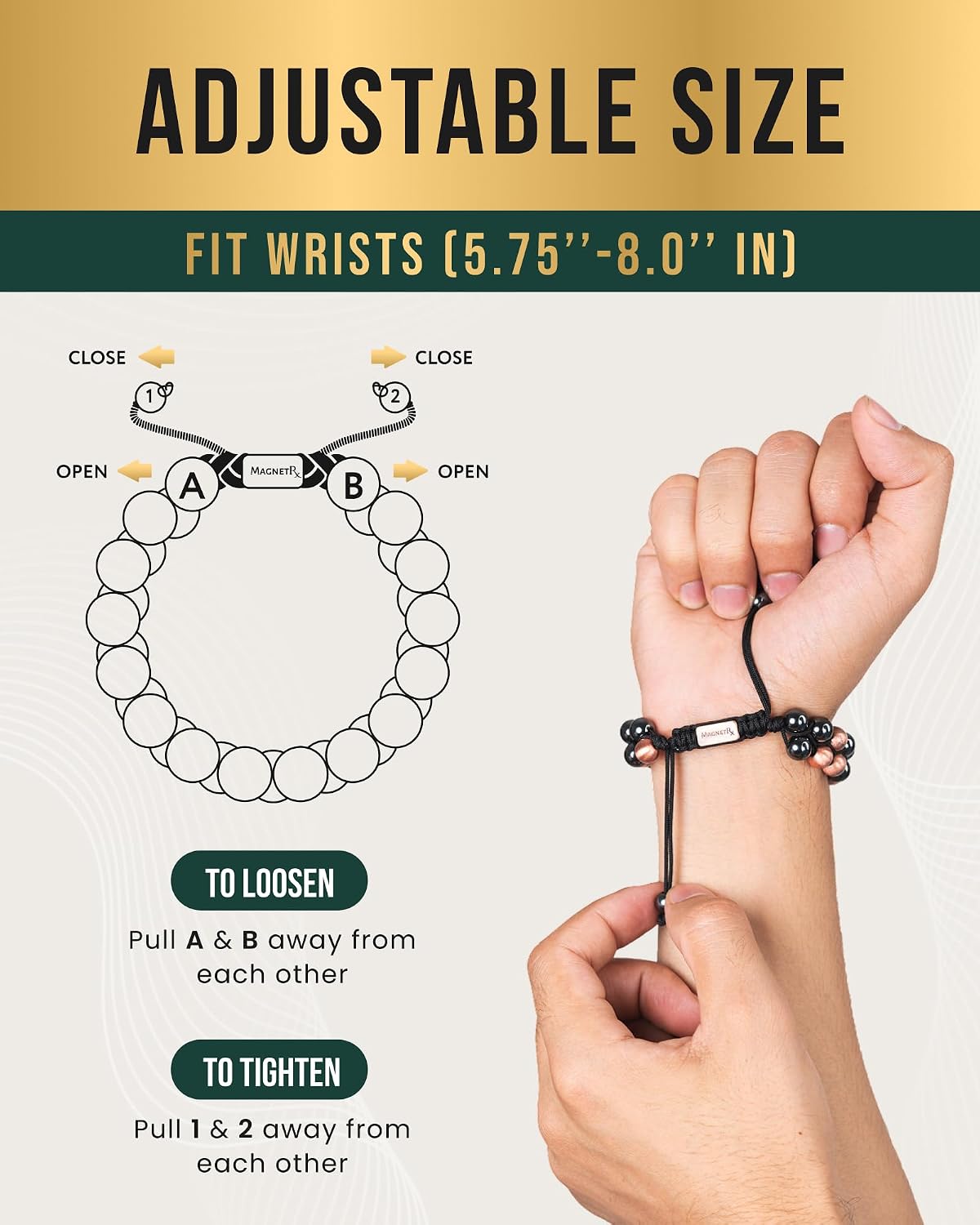 Magnetic Hematite & Solid Copper Bracelet — 8 mm