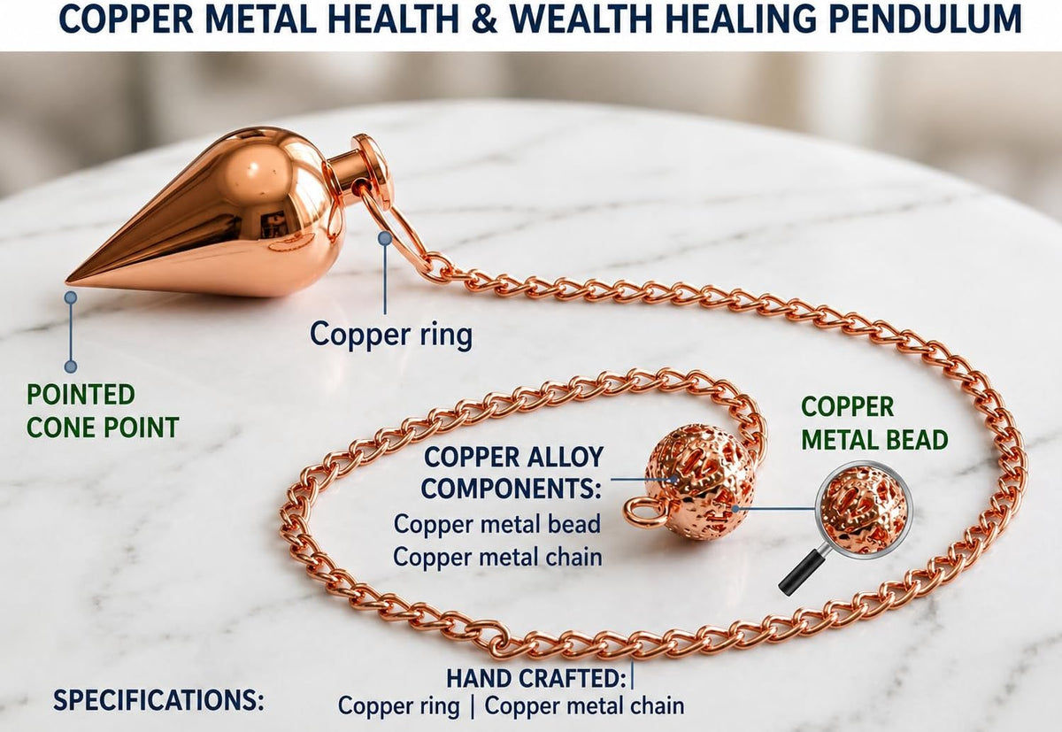 Copper Cone Pendulum for Reiki Healing, Dowsing & Chakra Balancing – Health & Wealth Meditation Tool for Divination & Energy Cleansing