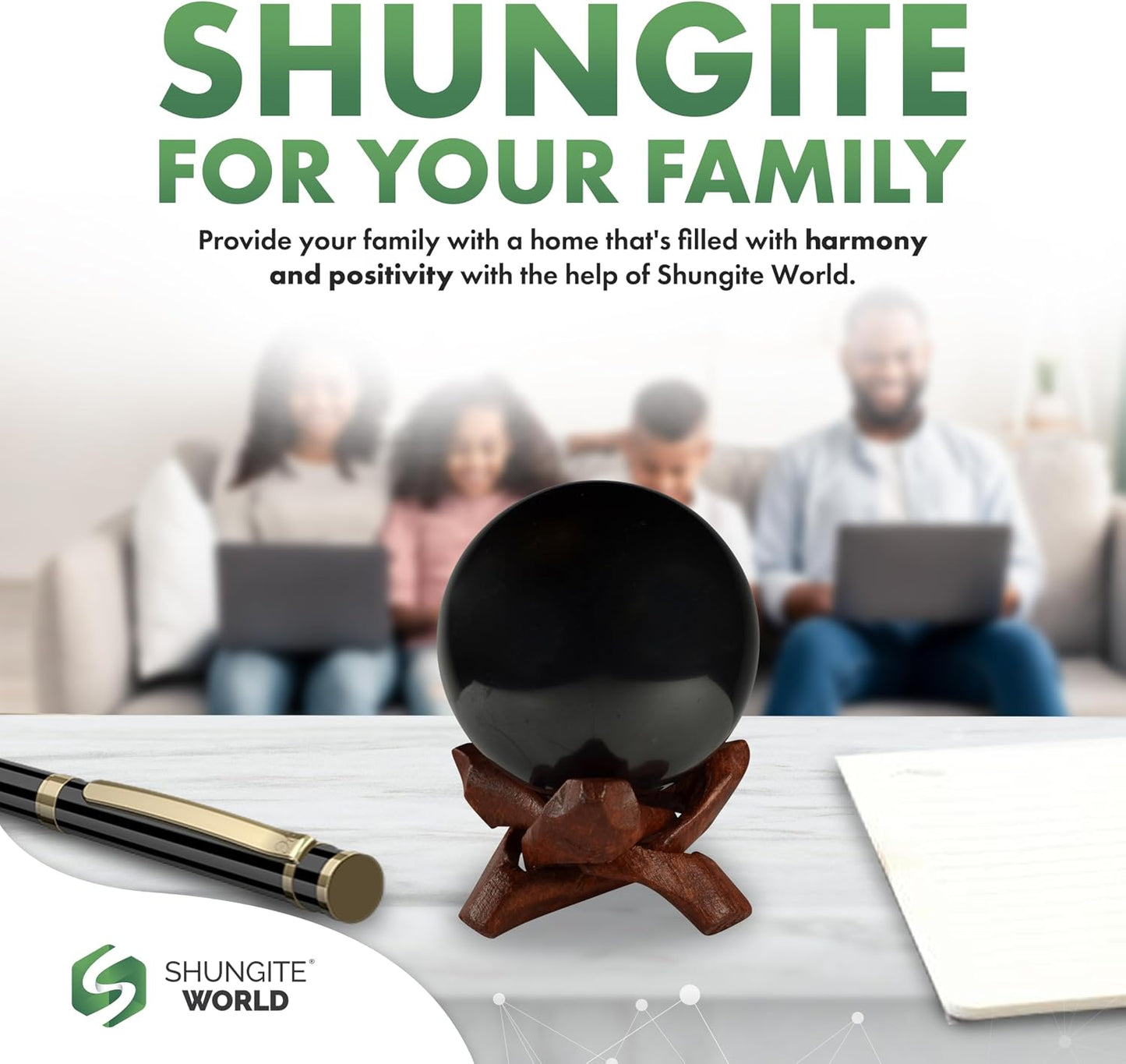 Authentic Shungite Sphere with Stand