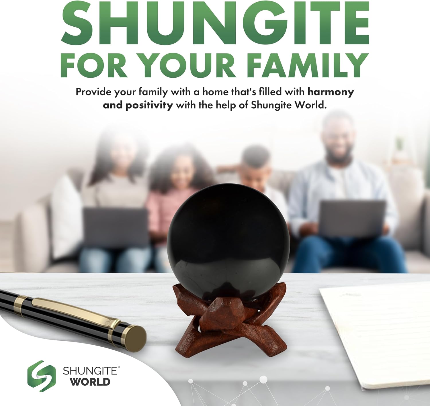 Authentic Shungite Sphere with Stand