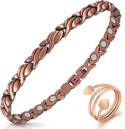 Pure Copper Magnetic Heart Anklet for Women – Adjustable Wellness Ankle Bracelet Gift