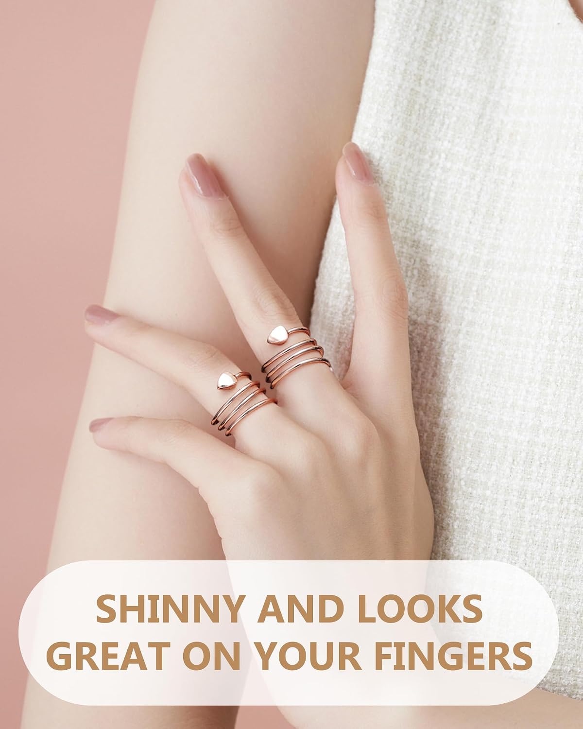 Magnetic Copper Rings — Heart & Flower Set