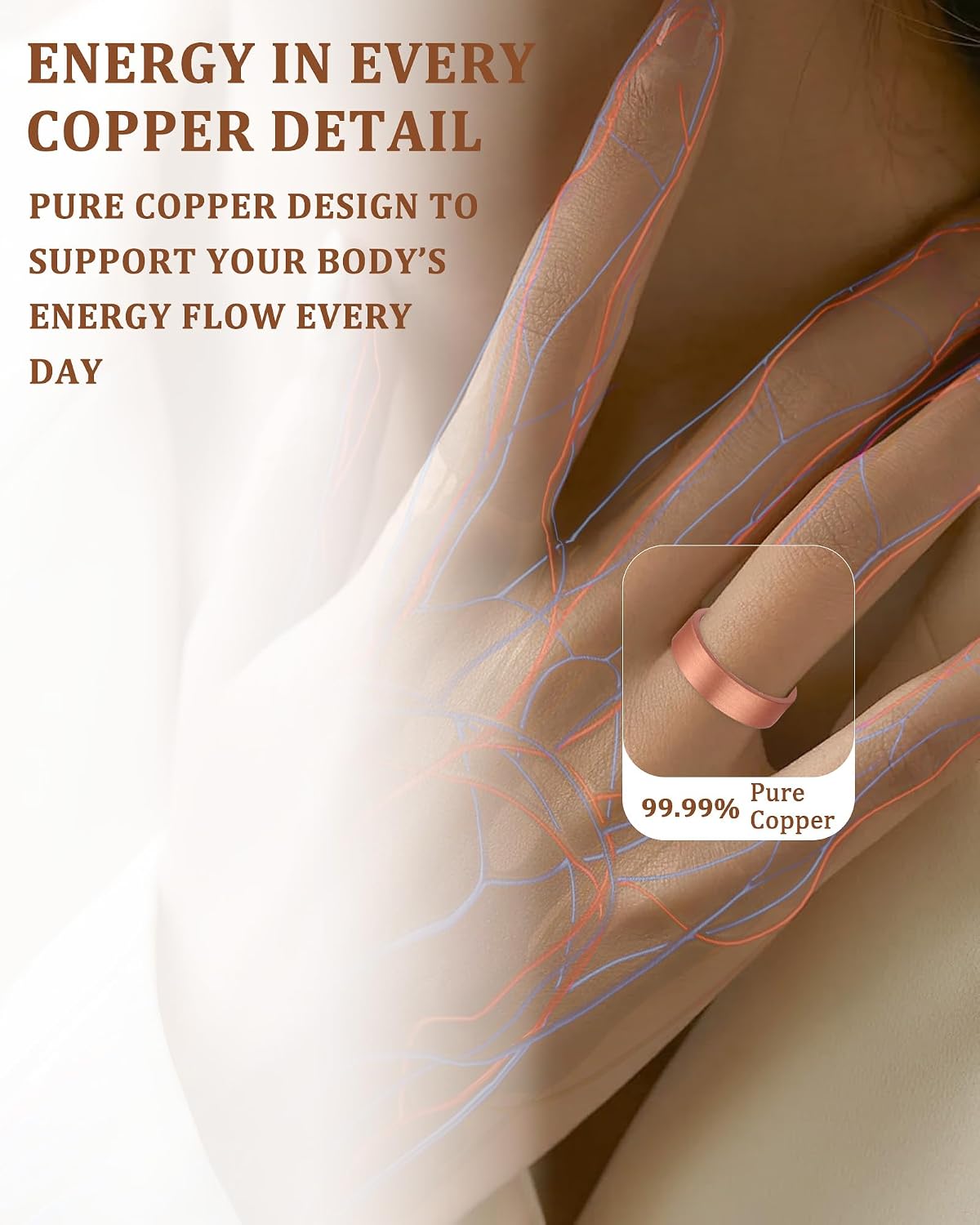 Pure Copper Tibetan-Style Rings — Set of 2