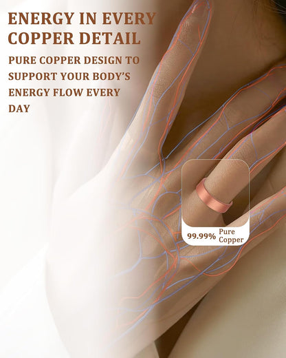 Pure Copper Tibetan-Style Rings — Set of 2