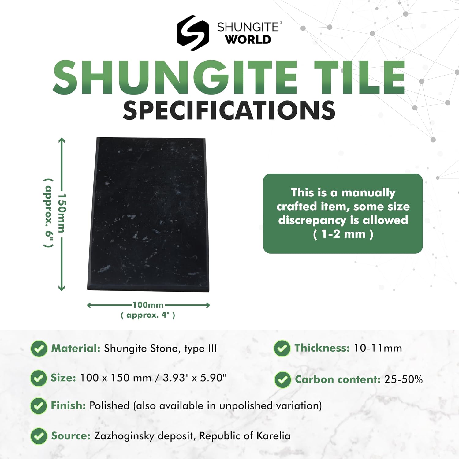 Polished Shungite Tile Plate