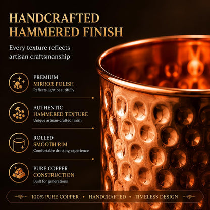 Pure Copper Moscow Mule Mug — 14 oz Handcrafted Hammered Cup