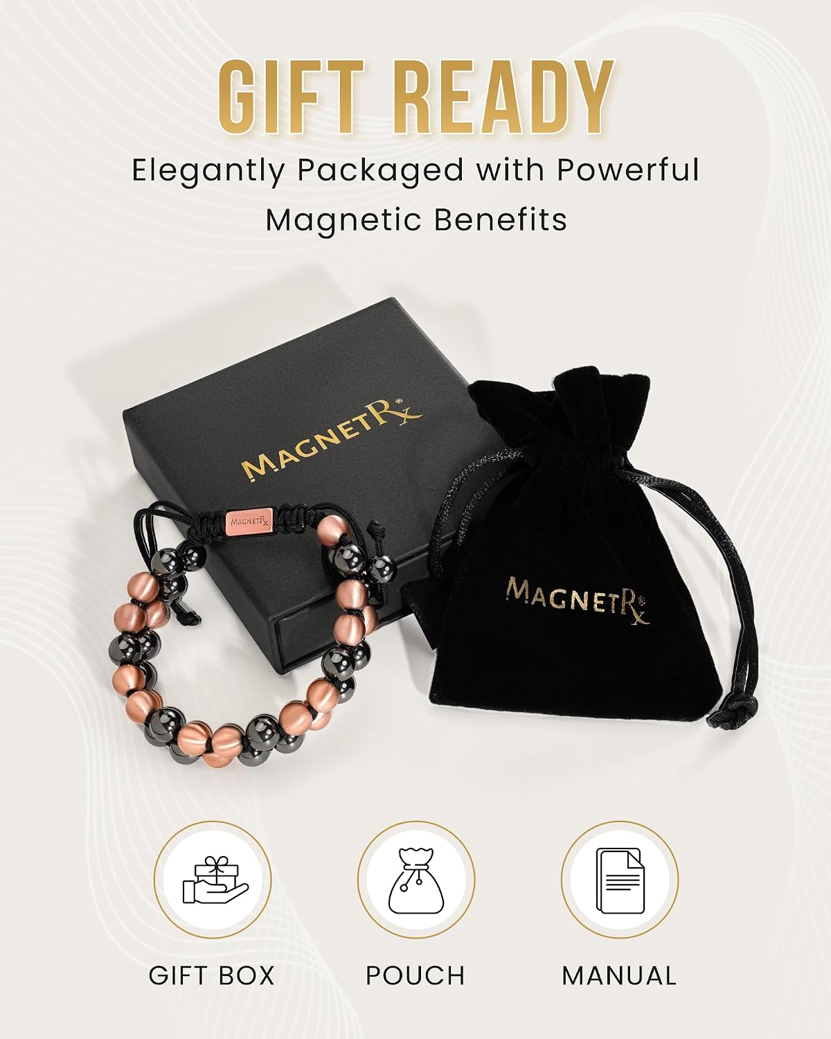 Magnetic Hematite & Solid Copper Bracelet — 8 mm