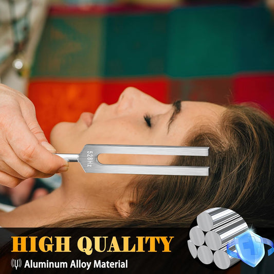 528 Hz Healing Tuning Fork Set with Reflex Hammer