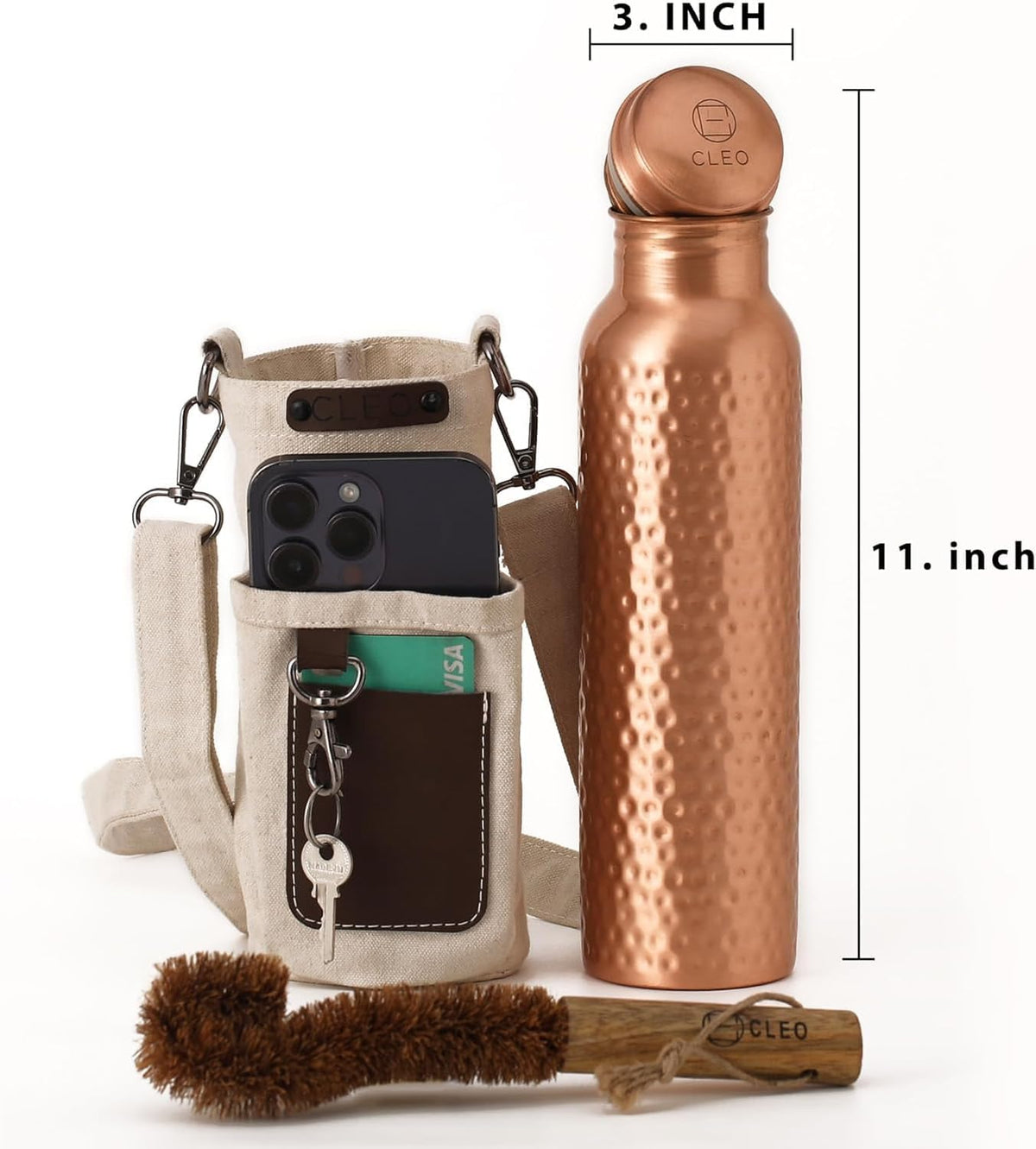 Hammered Copper Water Bottle — 1L