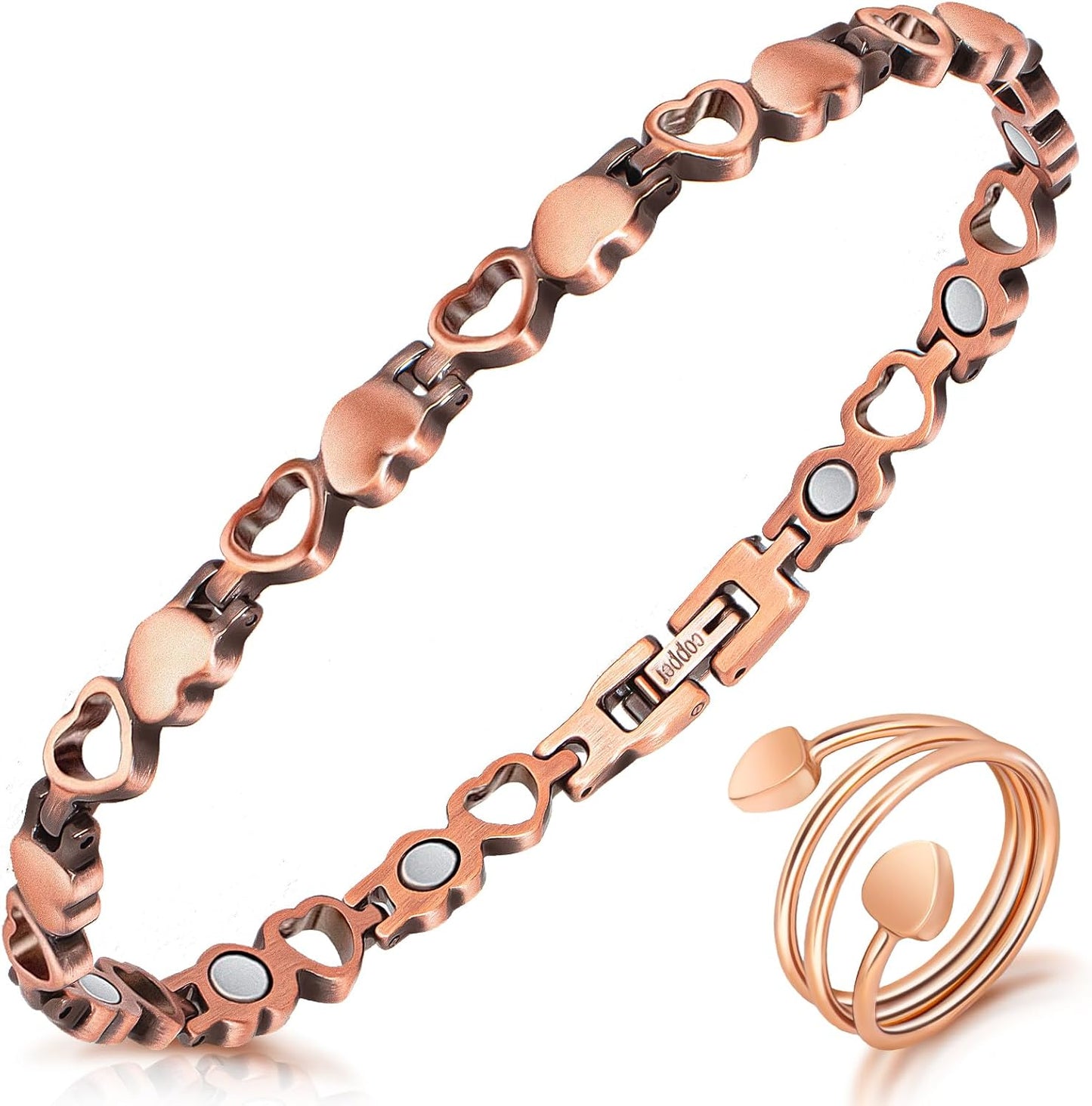 Pure Copper Magnetic Heart Anklet for Women – Adjustable Wellness Ankle Bracelet Gift