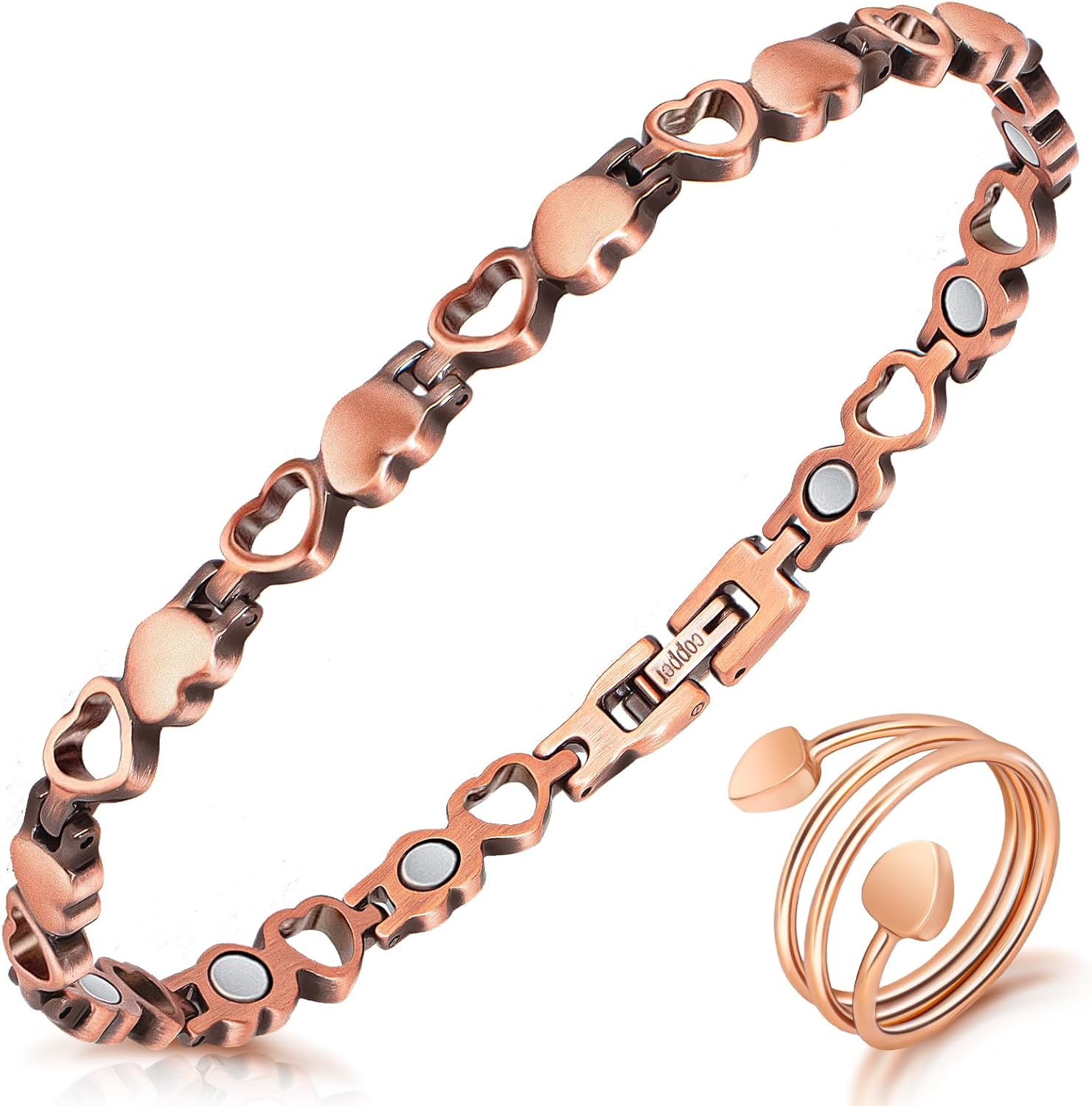 Pure Copper Magnetic Heart Anklet for Women – Adjustable Wellness Ankle Bracelet Gift