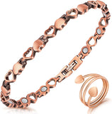 Pure Copper Magnetic Heart Anklet for Women – Adjustable Wellness Ankle Bracelet Gift