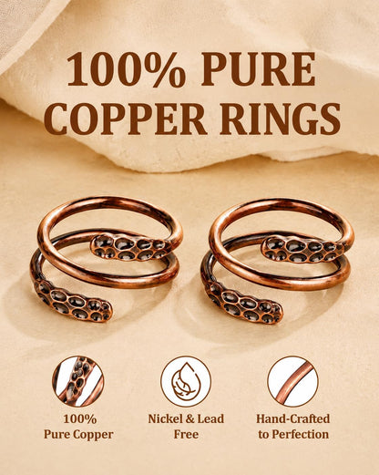 Pure Copper Adjustable Rings — Set of 2