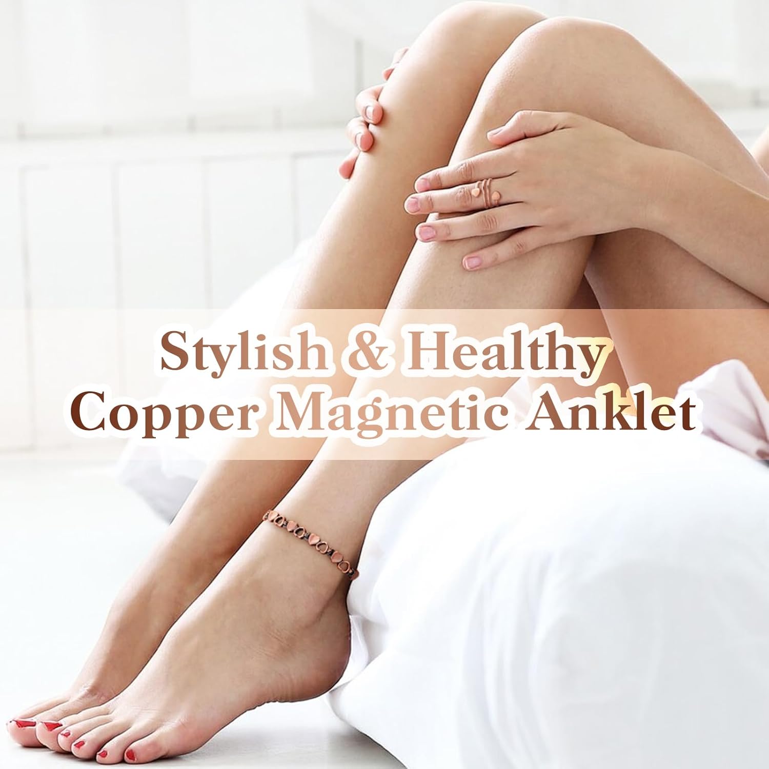 Pure Copper Magnetic Heart Anklet for Women – Adjustable Wellness Ankle Bracelet Gift