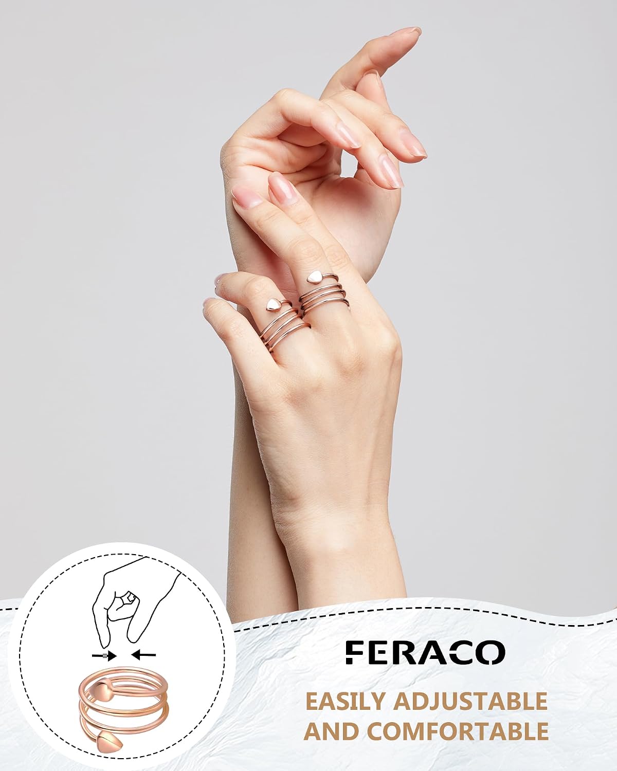 Magnetic Copper Rings — Heart & Flower Set